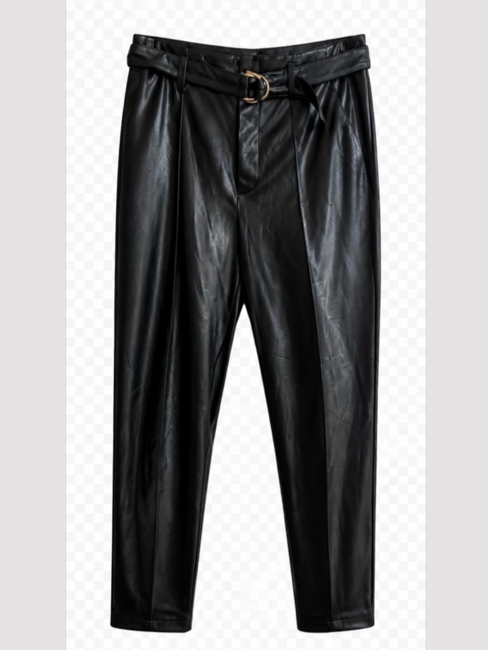 Marc New York Black Faux Leather Belted Women’s Pants- size 4